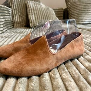 Tan Suede Slip-On brown leather birdies flats
